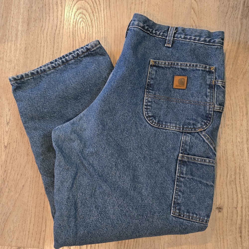 Carhartt B200 DST Fleece Lined Carpenters Pants Dungaree Fit‎ Denim 42x30 Jeans